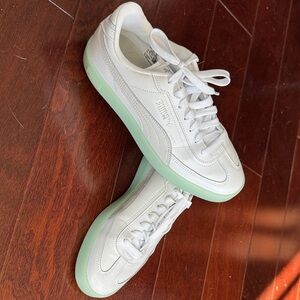 Puma White Sneakers with Mint Green Soles